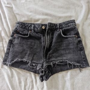 Zara The High Waist Short Black Denim
